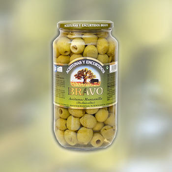 Aceitunas Bravo manzanilla sin hueso, 500g
