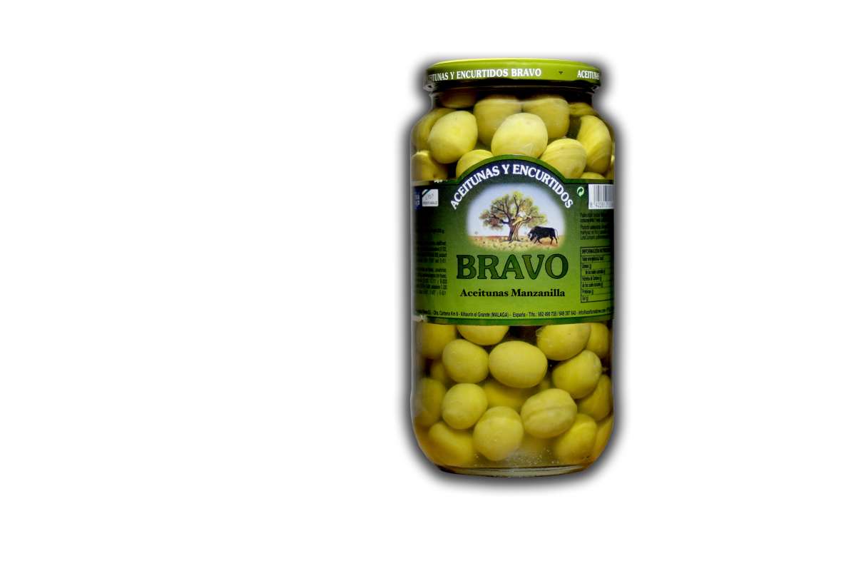 Aceitunas Bravo, manzanilla con hueso, 550g