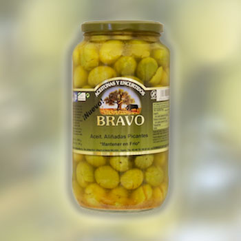 Bravo-Oliven, gewürzt, mit Steinen gespalten, 170 g