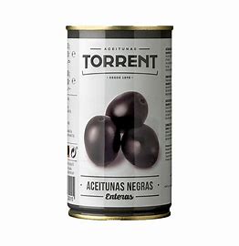 Aceitunas negras enteras Torrent, 350g peso neto